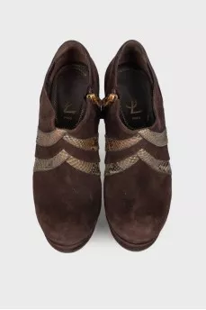 Brown suede ankle boots