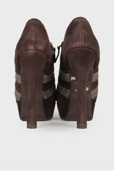 Brown suede ankle boots