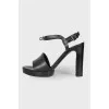Leather sandals with silver hardware