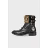 Black boots with rhinestones
