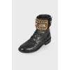 Black boots with rhinestones
