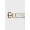 Leather belt with brand logo