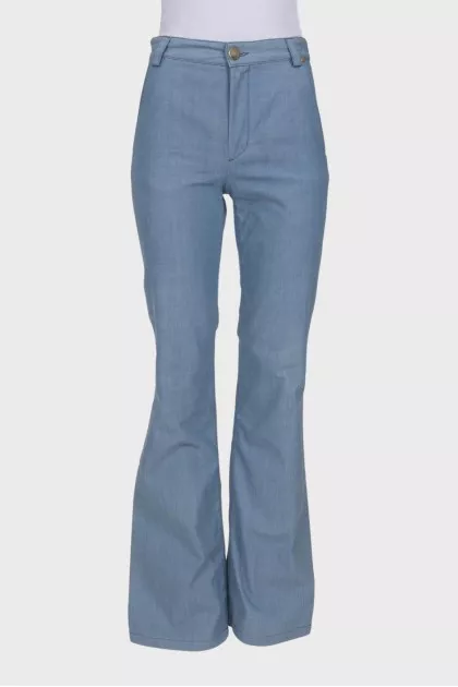 High waisted blue trousers