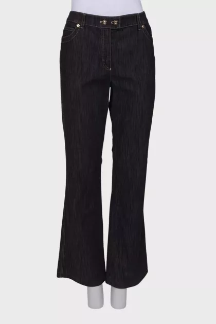 Black jeans with gold stitching