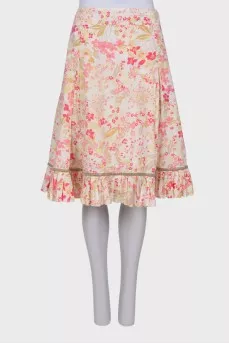 Skirt with pleated hem