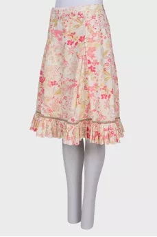Skirt with pleated hem