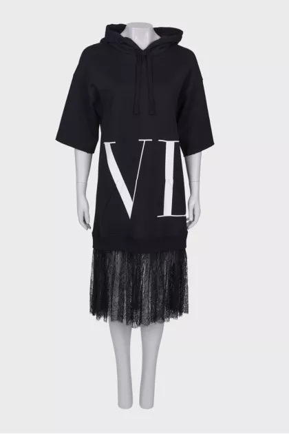 Black dress with lace hem