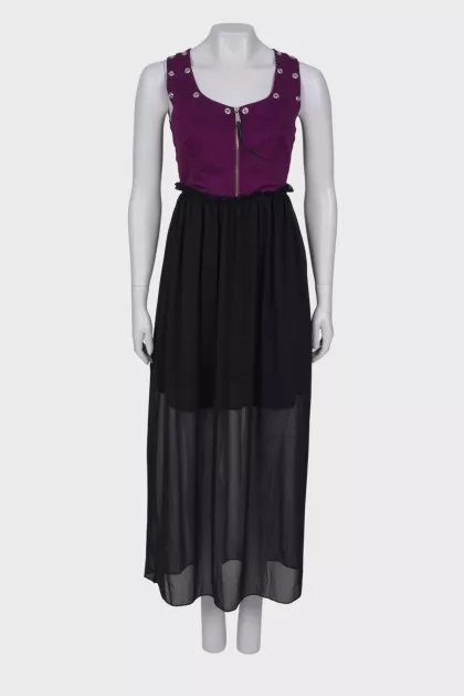 Two tone dress with silver hardware