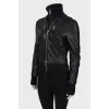 Leather jacket with silver hardware