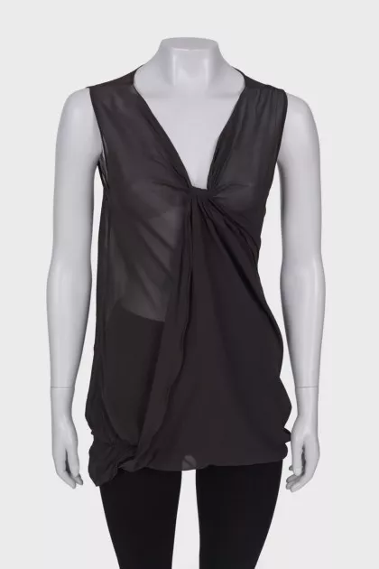 Draped translucent tank top