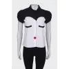 Black and white shirt with lantern sleeve