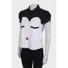 Black and white shirt with lantern sleeve
