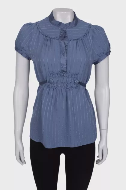 Lilac and blue short sleeve blouse