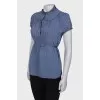 Lilac and blue short sleeve blouse