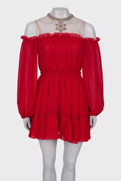 Decorated pleated dress