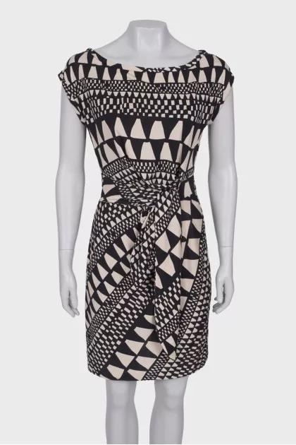 Tie-up print dress 