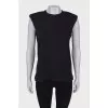 Black tank top with shoulder pads