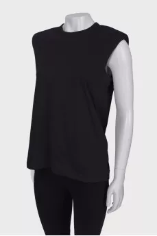 Black tank top with shoulder pads