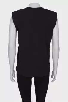 Black tank top with shoulder pads