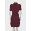 Burgundy dress with a belt