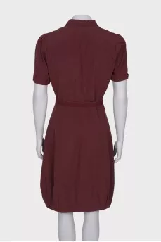 Burgundy dress with a belt