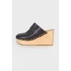 Leather wedge clogs