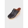 Leather wedge clogs