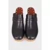 Leather wedge clogs