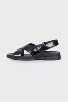 Black leather sandals