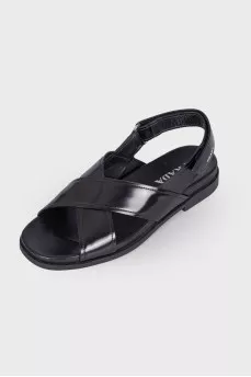 Black leather sandals