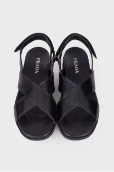 Black leather sandals