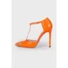 Orange shoes with rhinestones