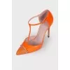 Orange shoes with rhinestones