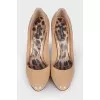 Patent beige shoes