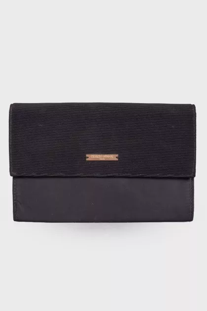 Textile black cosmetic bag