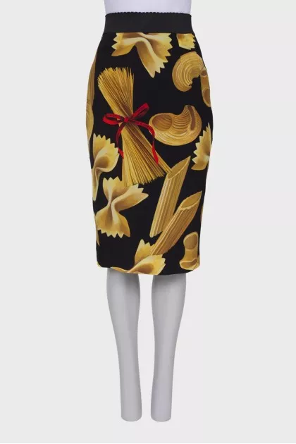 Straight silk skirt