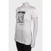 Silk T-shirt with print