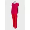 Suit silk T-shirt and trousers