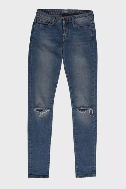Blue jeans with ripped effect
