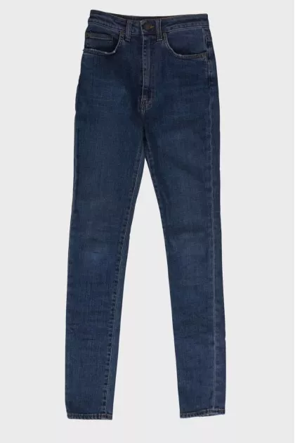 High rise blue jeans
