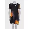 Silk dress with abstract print