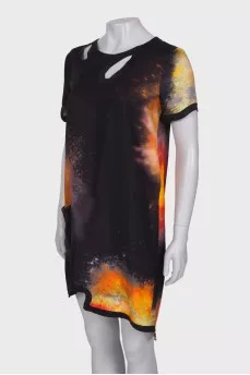 Silk dress with abstract print