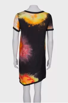 Silk dress with abstract print
