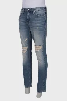 Ripped effect jeans for men