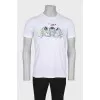 Men's white printed T-shirt