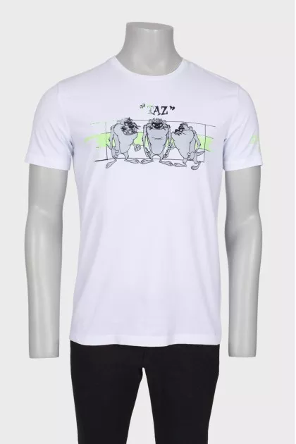 Men's white printed T-shirt