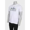 Men's white printed T-shirt