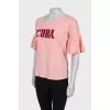 Pink T-shirt with ruffle sleeves