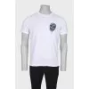 Men's white printed T-shirt