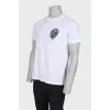 Men's white printed T-shirt